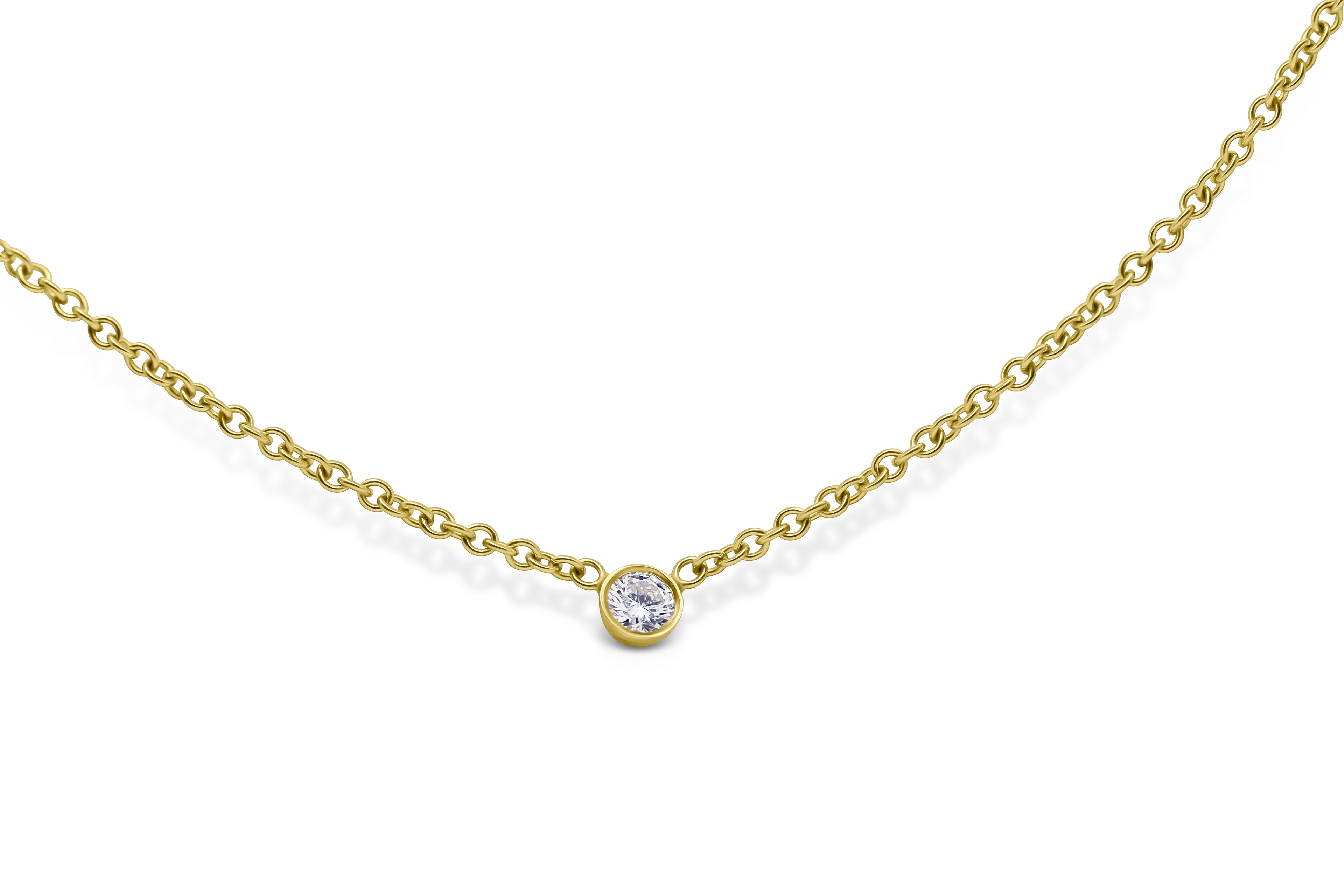 Bezel Set Solitaire Diamond Necklace - Sydney Rosen