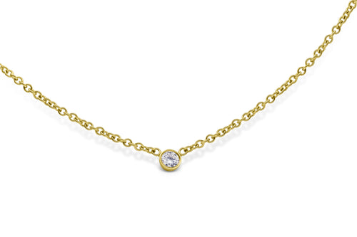 Bezel Set Solitaire Diamond Necklace - Sydney Rosen