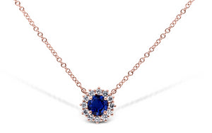 Sapphire and Diamond Halo Necklace - Sydney Rosen