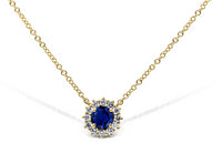 Sapphire and Diamond Halo Necklace - Sydney Rosen