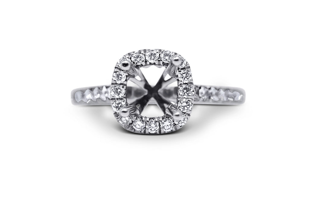 Cushion Halo Style Diamond Engagement Ring Setting - Sydney Rosen