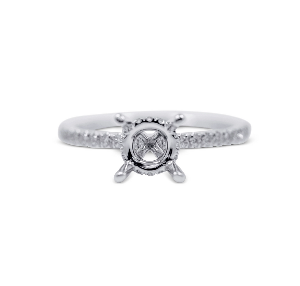Pave Diamond Engagement Ring Setting with Hidden Halo - Sydney Rosen