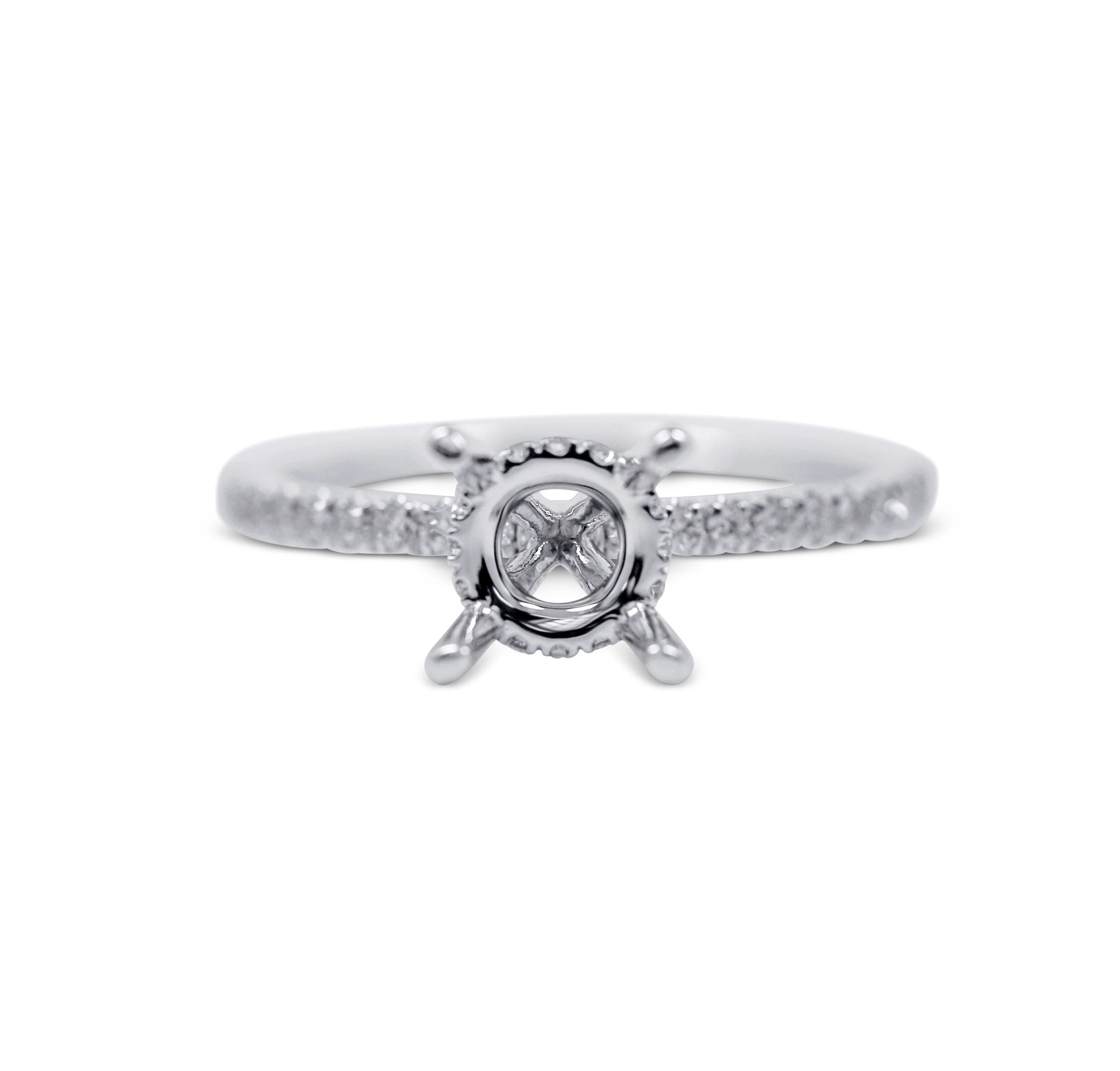 Pave Diamond Engagement Ring Setting with Hidden Halo - Sydney Rosen