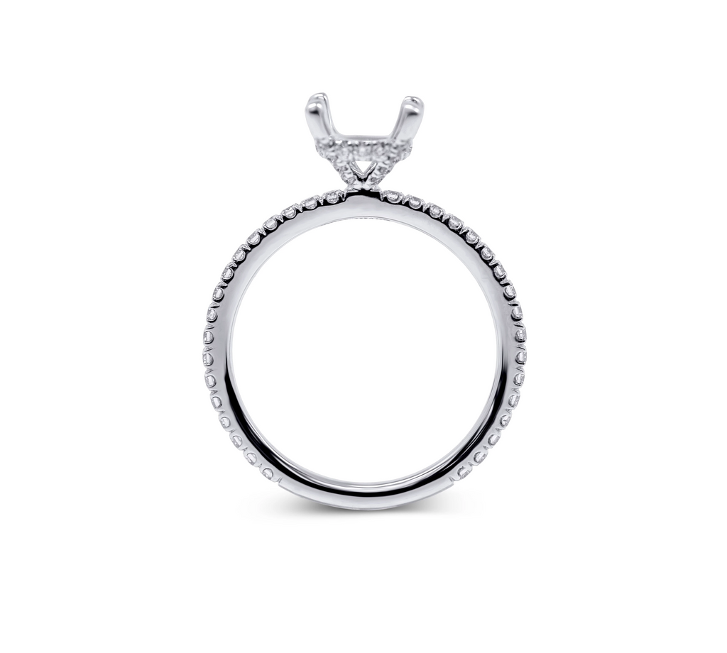 Pave Diamond Engagement Ring Setting with Hidden Halo - Sydney Rosen