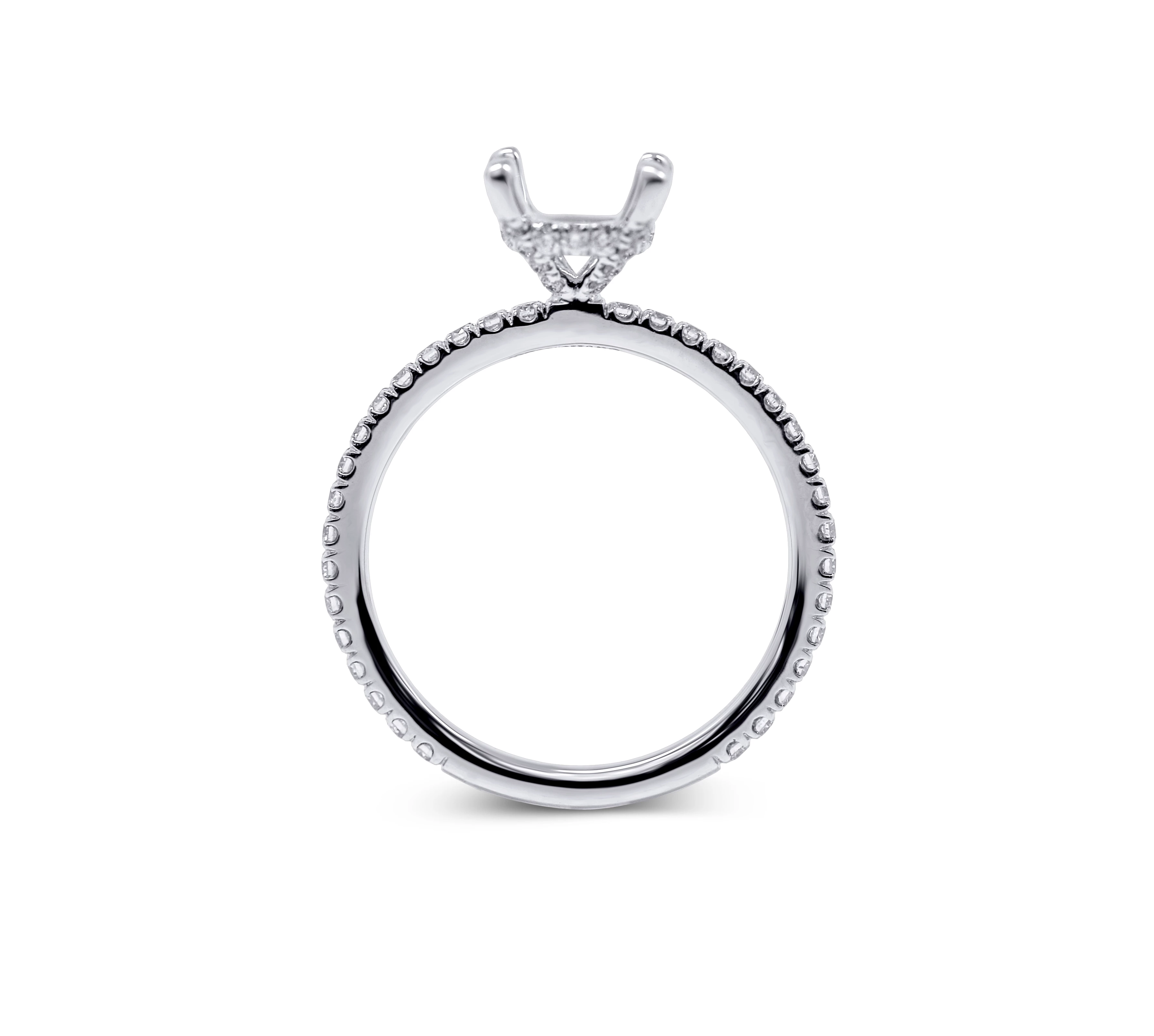 Pave Diamond Engagement Ring Setting with Hidden Halo - Sydney Rosen