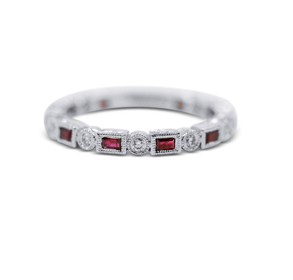Diamond Stack Ring - Ruby and Diamond - Sydney Rosen