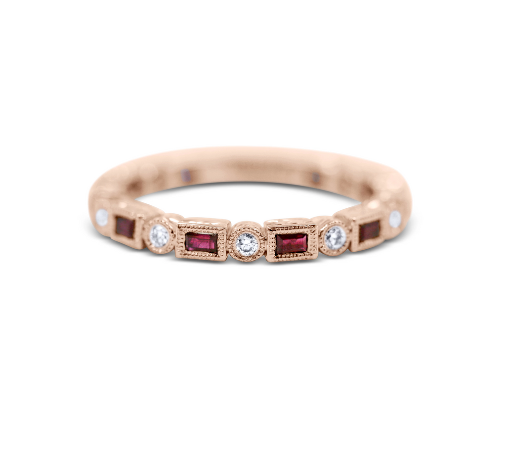 Diamond Stack Ring - Ruby and Diamond - Sydney Rosen