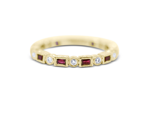 Diamond Stack Ring - Ruby and Diamond - Sydney Rosen